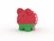 Finance, saving money, piggy bank on white background. Belarus flag. 3d illustration