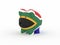 Finance, saving money, piggy bank on white background. South Africa flag. 3d illustration