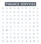 Finance services vector line icons set. Finance, Services, Investment, Banking, Credit, Loans, Insurance illustration