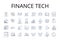 Finance tech line icons collection. Legal aid, Creative arts, Digital marketing, Behavioral science, Medical field