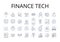 Finance tech line icons collection. Legal aid, Creative arts, Digital marketing, Behavioral science, Medical field