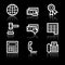 Finance white contour web icons set 2