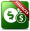 Finances dollar sign green square button