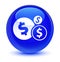 Finances dollar sign icon glassy blue round button