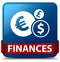 Finances (euro sign) blue square button red ribbon in middle