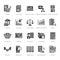 Financial accounting flat glyph icons. Bookkeeping, tax optimization, firm, accountant outsourcing, payroll, real estate