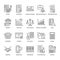 Financial accounting flat line icons. Bookkeeping, tax optimization, firm dissolution, accountant outsourcing, payroll