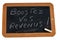 Financial advice written on a school slate with chalk