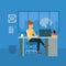Financial analytic accountant office workplace flat vector