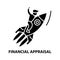 financial appraisal icon, black vector sign with editable strokes, concept illustration