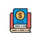 Financial books, business literature flat color icon.