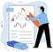 Financial broker analyzing stock exchange graphs. Investor studying data, trading analytics