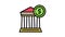 financial building bank color icon animation