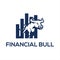 Financial  bull blue color logo