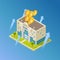 Financial, business, banking vector. Isometric bank building