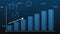 Financial business diagram, charts, numbers. Vertical bar, line and pie graphs, charts animation. Diagram with percentage symbol.