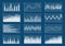 Financial chart set. Graphs line finance trade statistic market growth business diagram analysis infographic flat