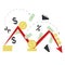 Financial crisis and bankrupt, recession and decrease chart of finance