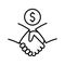 Financial deal icon. Business handshake teamwork. Agreement signing symbol