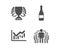 Financial diagram, Champagne bottle and Winner icons. Group sign. Vector