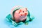 Financial diet. money diet. finance and commerce. low pay. Saving money. Deposit. loan concept. Take credit. piggy bank