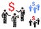 Financial Discussion Businessmen Persons Composition Icon of Spheric Items