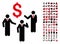 Financial Discussion Businessmen Persons Icon with 90 Bonus Pictograms