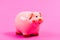 Financial education. Better way to bank. Piggy bank symbol of money savings. Piggy bank adorable pink pig close up