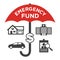 Financial Emergency Fund Icons with Umbrella