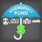 Financial Emergency Fund Icons and umbrella