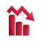 Financial graph down trade stock market crash isolated icon