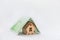 Financial growth concept, real estate tax, buying and selling houses, insurance. A miniature house and a banknote like a roof. Pro