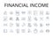Financial income line icons collection. Wealth gain, Mtary revenue, Fiscal earnings, Profits received, Economic proceeds