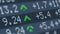 Financial indexes of stock companies change up and down over time market wall