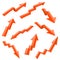 Financial indication arrows set. Orange 3d shiny icons