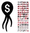 Financial Infection Microbe Icon with 90 Bonus Pictograms