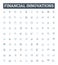 Financial innovations vector line icons set. Investment, Lending, Crowdfunding, Banking, Payments, Insurtech