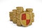 Financial insurance and business stability concept stacks of golden coins covered by protection.3D illustration.