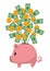 Financial investment concept illustration. Piggy bank with money tree