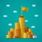 Financial leadership vector concept with coin piles in flat style