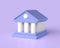 financial management. 3d bank in cartoon style. loans, withdrawals, deposits, transactions. illustration isolated on purple