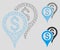 Financial Map Pointers Vector Mesh Network Model and Triangle Mosaic Icon