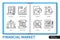 Financial market infographics linear icons collection