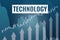 Financial market sector Technology on blue finance background from graphs, charts. Trend Up and Down. 3D render