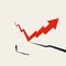 Financial markets recovery vector concept with arrow rising after fall. Symbol of hope, success and growth.