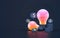Financial money growing and lightbulb smart business concept idea on dark background