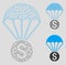 Financial Parachute Vector Mesh Network Model and Triangle Mosaic Icon