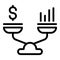 Financial planning compare balance icon, outline style