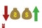 Financial reduction money investment red green arrow dollar stock. Flat design EPS 10