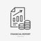 Financial report line icon, vector pictogram of document with money. Business concept, finance risk illustration